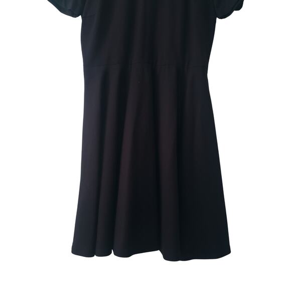 Madewell Fit & Flare Leather Trim Mini Dress Black Size Medium - Picture 4 of 9